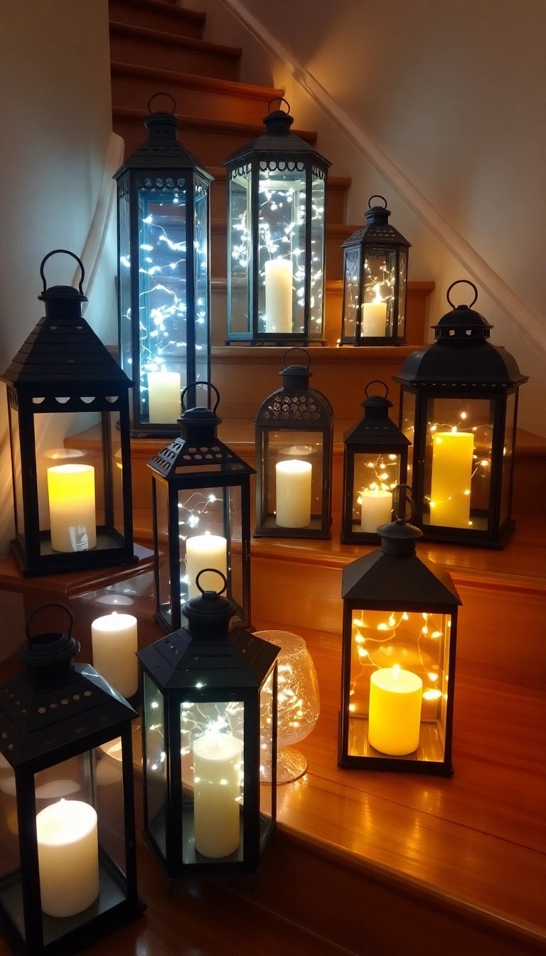 10 Easy DIY Inspirations for Gorgeous Staircase Holiday Decor! - 2. Festive Lanterns