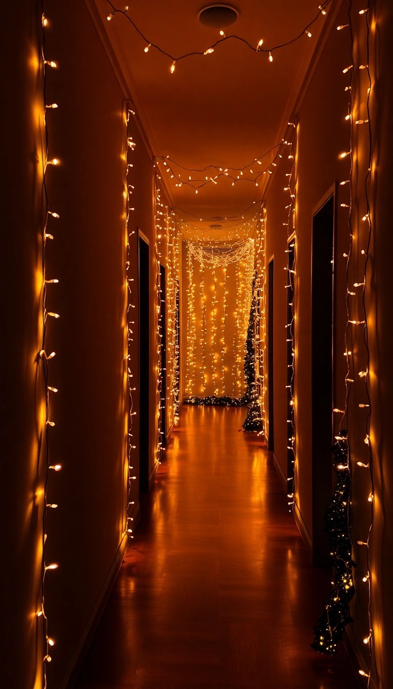 10 Stunning DIY Christmas Hallway Decor Ideas That Will Leave You in Awe! - 3. Twinkling Fairy Lights