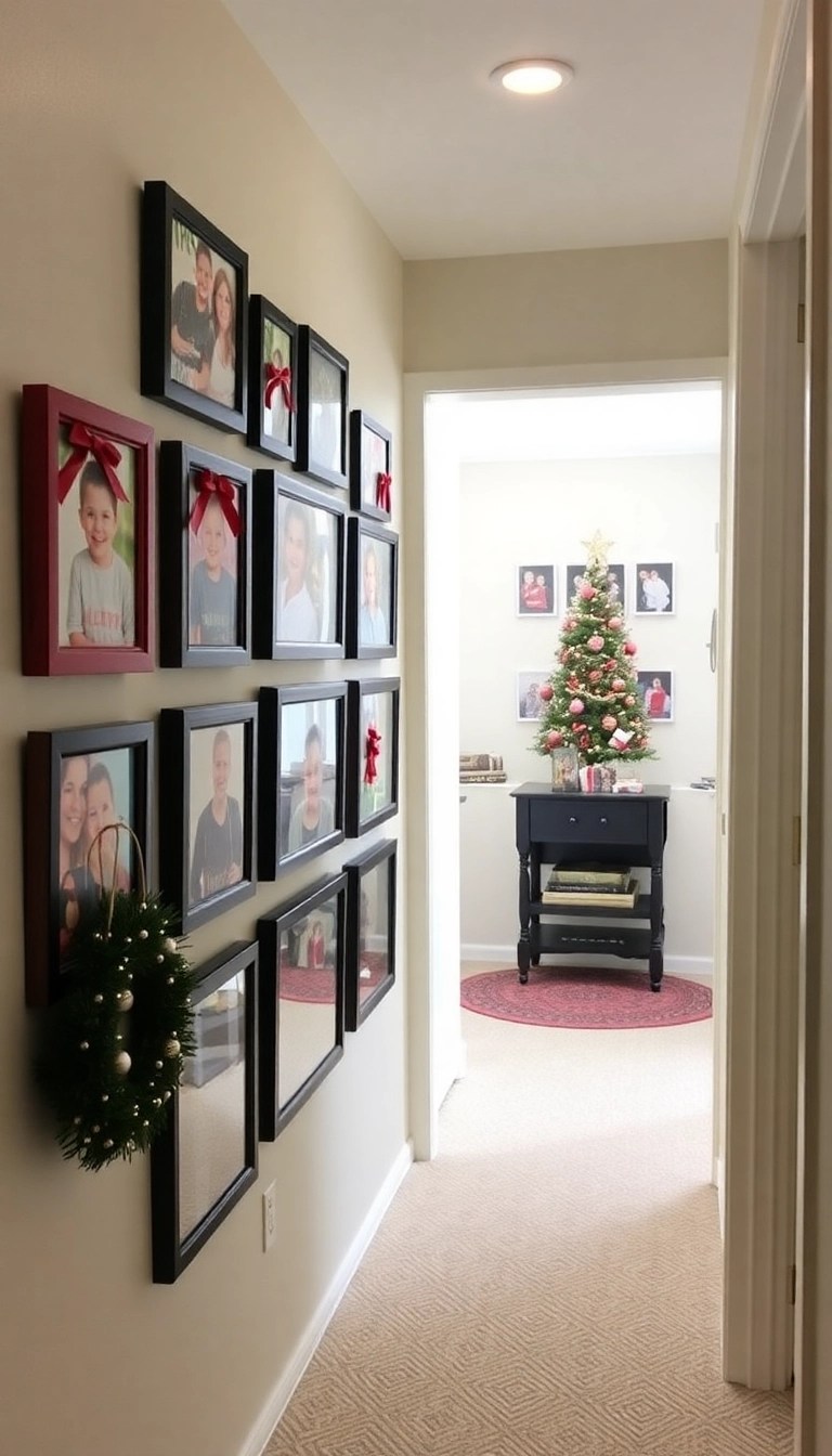 10 Stunning DIY Christmas Hallway Decor Ideas That Will Leave You in Awe! - 5. Holiday-themed Art Gallery