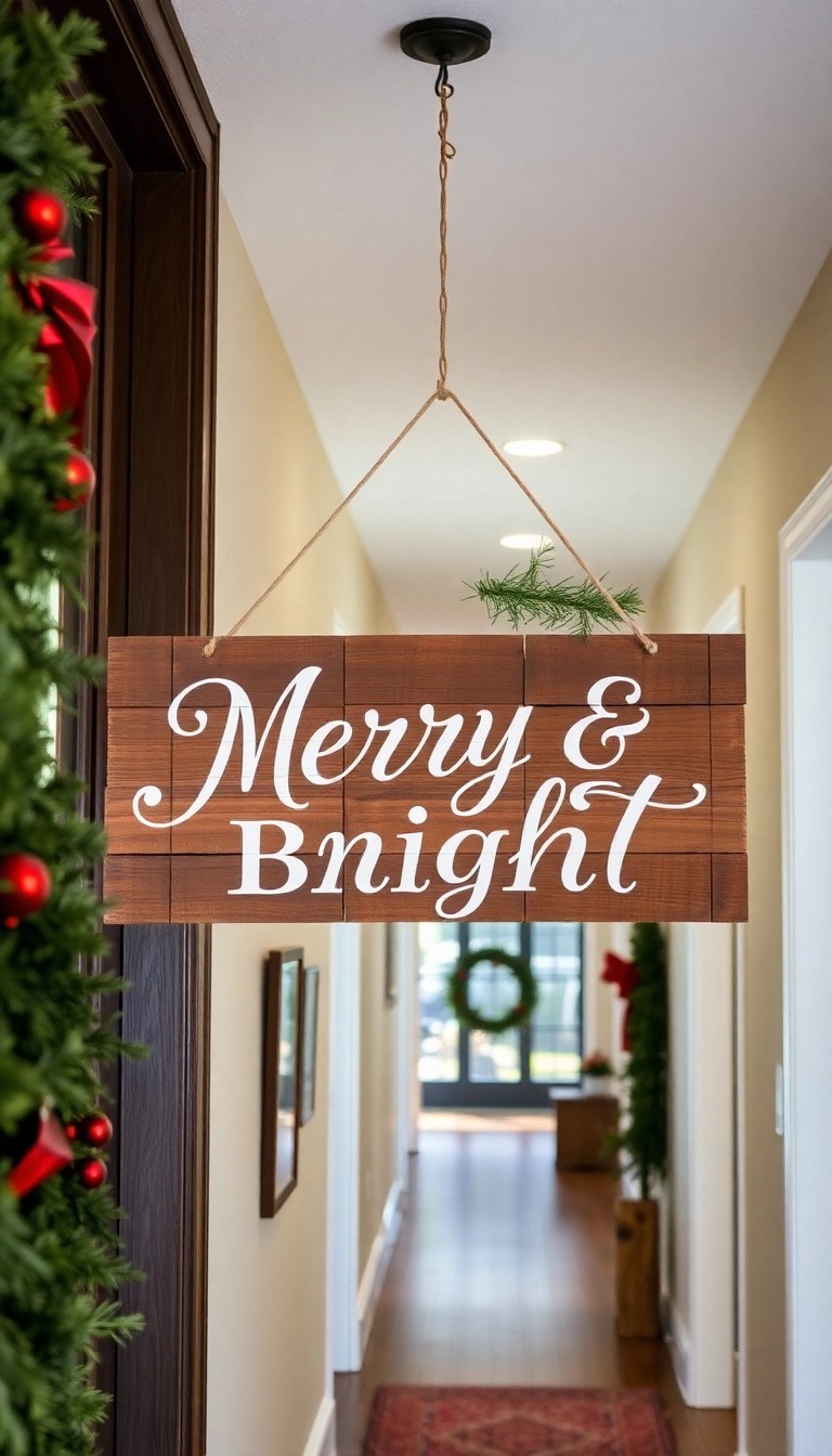 10 Stunning DIY Christmas Hallway Decor Ideas That Will Leave You in Awe! - 6. Rustic Wooden Signs