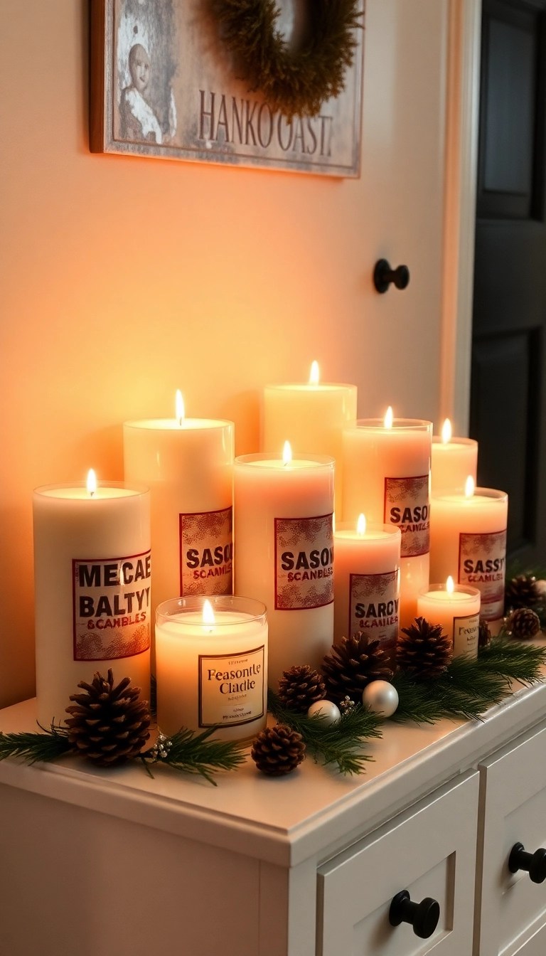 10 Stunning DIY Christmas Hallway Decor Ideas That Will Leave You in Awe! - 9. Seasonal Scented Candles