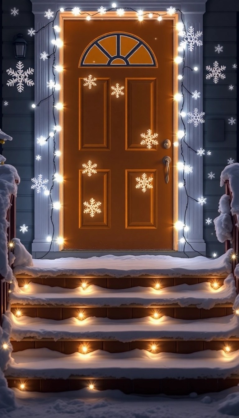 11 Unique Christmas Warm Front Door Lights That Will Make Your Home Stand Out This Holiday Season! - 6. LED Snowflakes