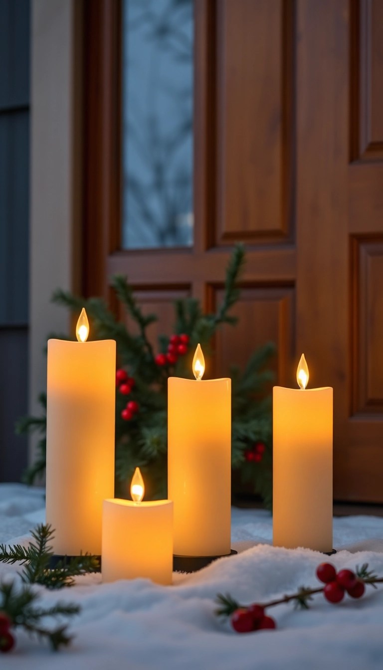 11 Unique Christmas Warm Front Door Lights That Will Make Your Home Stand Out This Holiday Season! - 8. Candlelit Displays