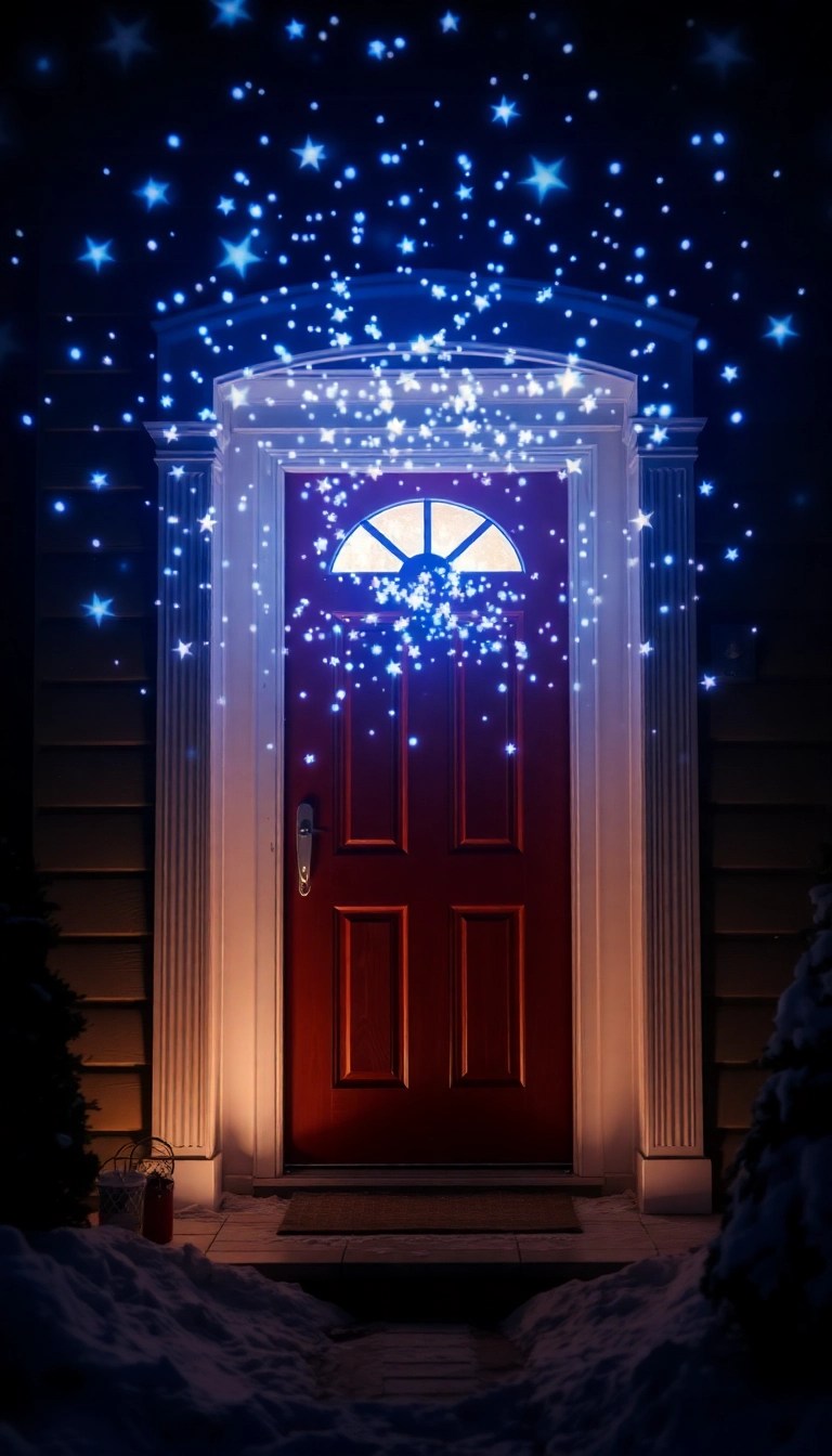 11 Unique Christmas Warm Front Door Lights That Will Make Your Home Stand Out This Holiday Season! - 9. Starry Night Projector