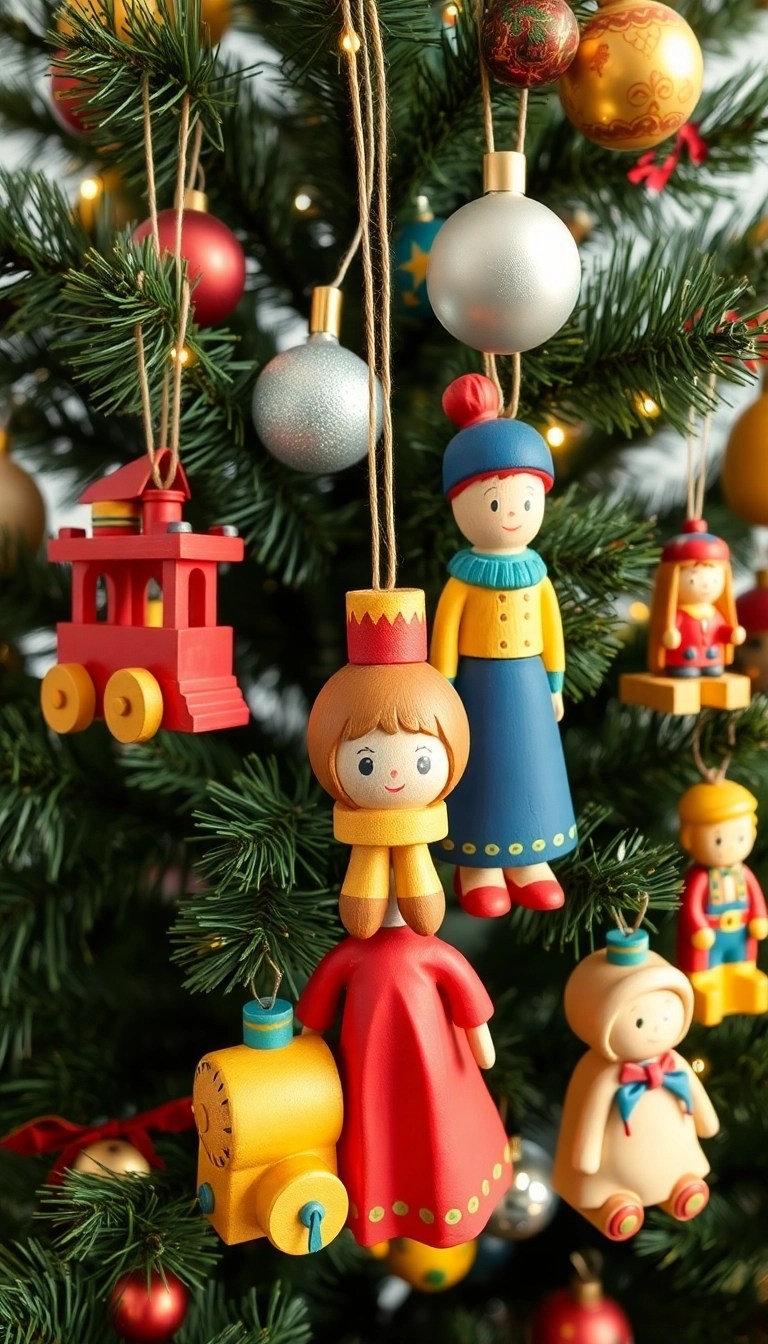 21 Easy Homemade Wooden Ornaments You Can Make This Christmas (You Won't Believe #15!) - 16. Vintage Toy Ornaments